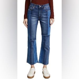 La Vie by Rebecca Taylor velvet patchwork cropped jeans